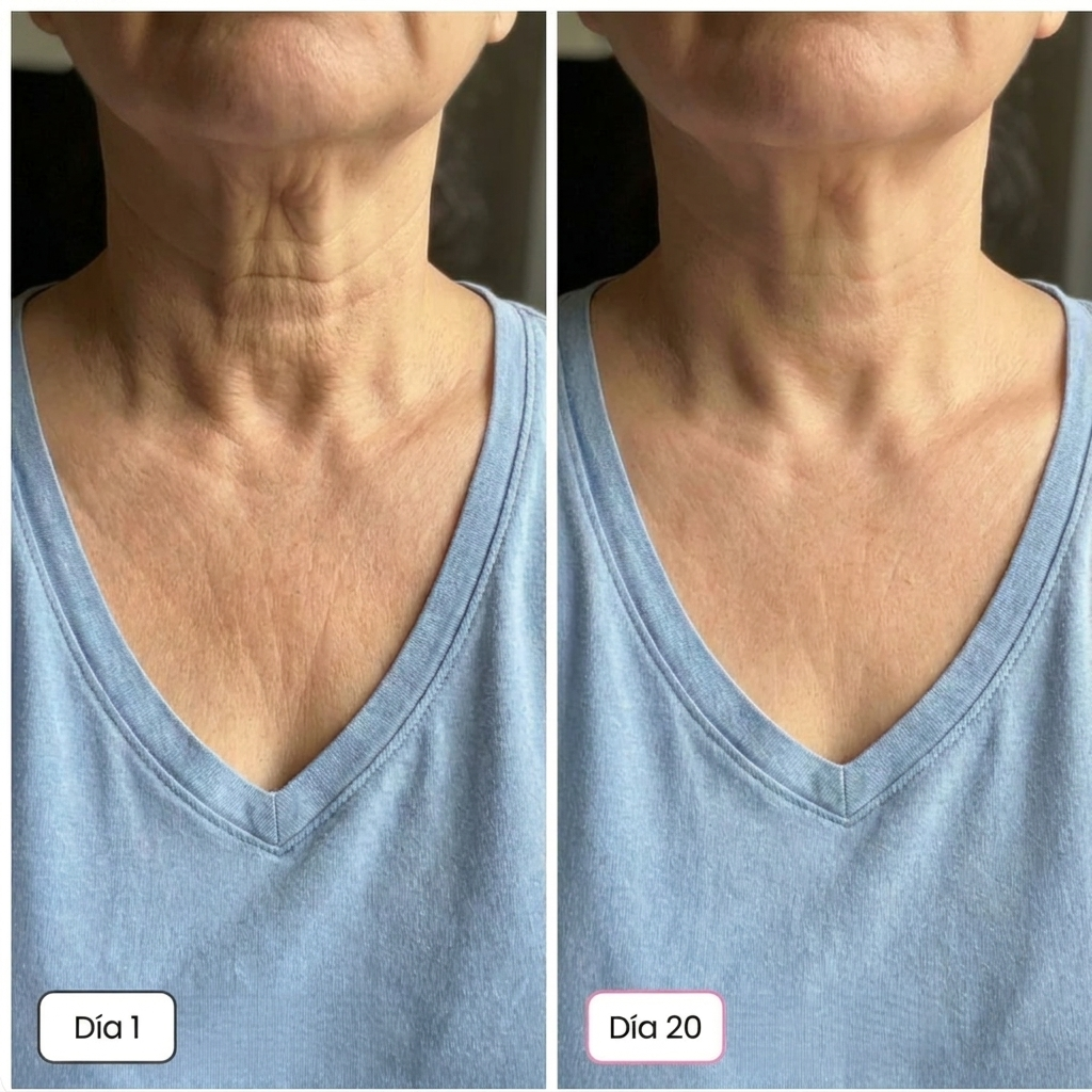 Antes y despues cuello DermaGlow